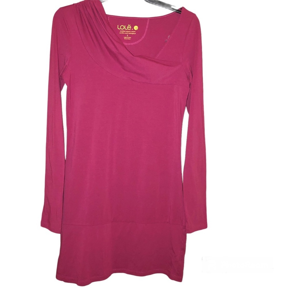 Lole Lola Tunic Long Sleeve Asymmetric‎ Dress Fuchsia Pink Purple Small